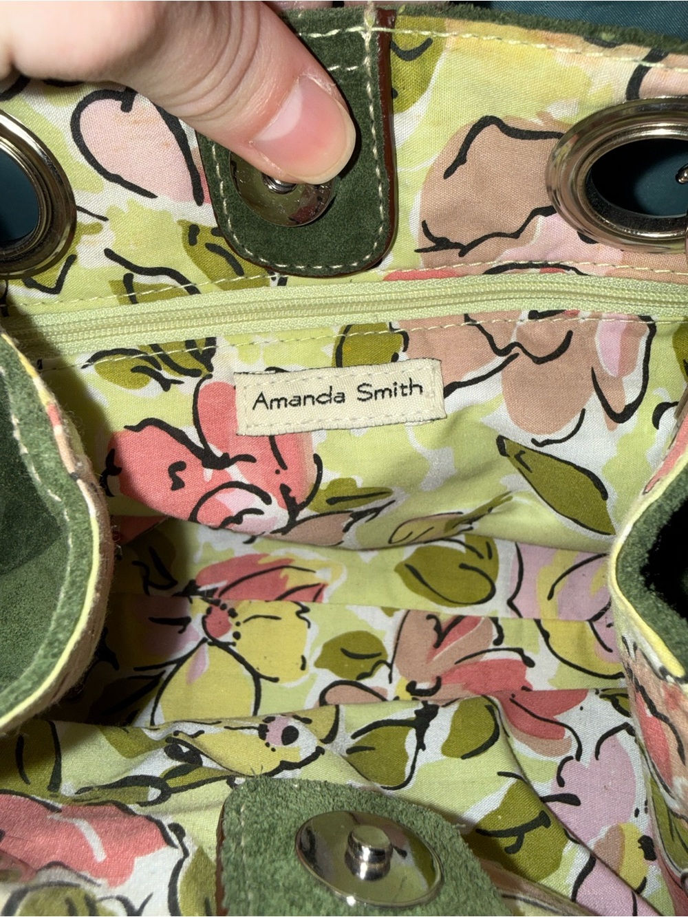 Vintage Green Suede Amanda Smith Purse - Picture 7 of 14